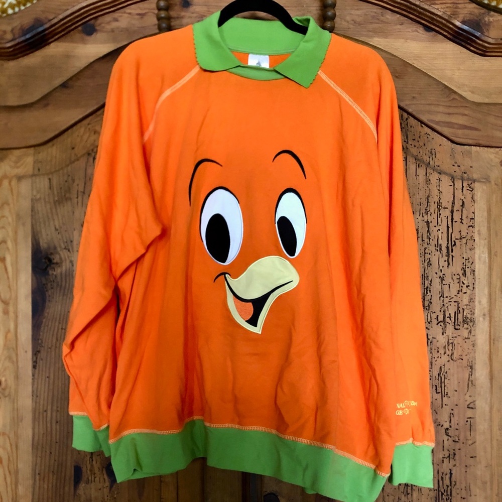 Disney Parks Orange Bird Pullover Sweatshirt w/green collar NWT
